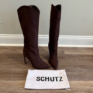 SCHUTZ MARYANA SCULPT NUBUCK BOOT